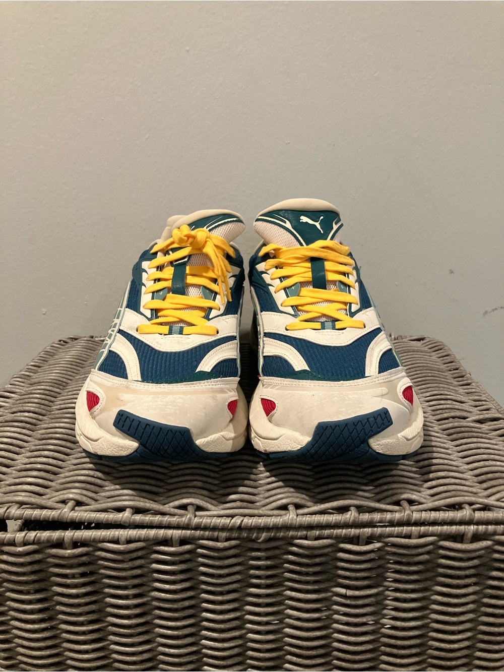 Puma men’s  Blue, Yellow & White Athletic Sneakers